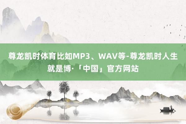 尊龙凯时体育比如MP3、WAV等-尊龙凯时人生就是博·「中国」官方网站
