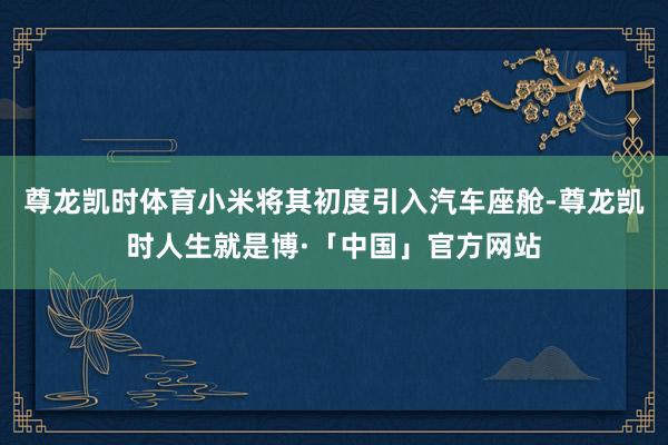 尊龙凯时体育小米将其初度引入汽车座舱-尊龙凯时人生就是博·「中国」官方网站