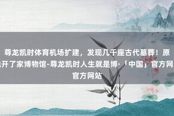 尊龙凯时体育机场扩建，发现几千座古代墓葬！原地开了家博物馆-尊龙凯时人生就是博·「中国」官方网站