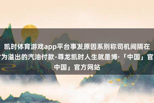 凯时体育游戏app平台事发原因系别称司机间隔在加油时为溢出的汽油付款-尊龙凯时人生就是博·「中国」官方网站