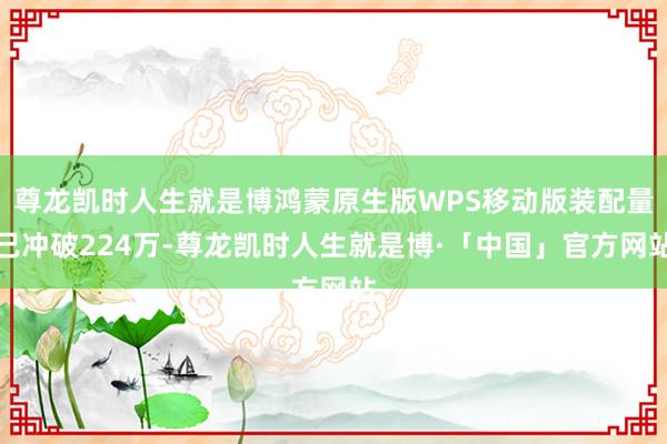 尊龙凯时人生就是博鸿蒙原生版WPS移动版装配量已冲破224万-尊龙凯时人生就是博·「中国」官方网站