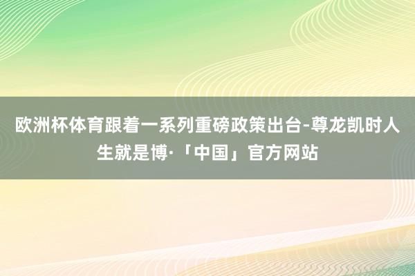 欧洲杯体育跟着一系列重磅政策出台-尊龙凯时人生就是博·「中国」官方网站