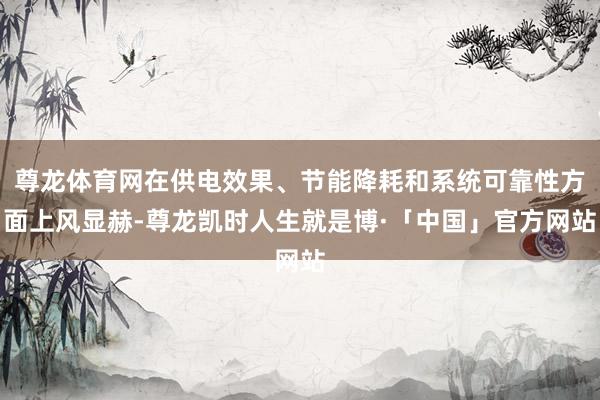 尊龙体育网在供电效果、节能降耗和系统可靠性方面上风显赫-尊龙凯时人生就是博·「中国」官方网站