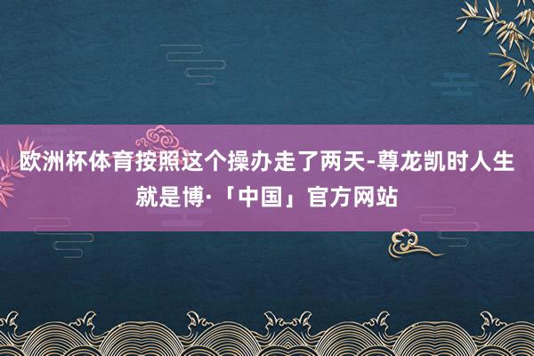 欧洲杯体育按照这个操办走了两天-尊龙凯时人生就是博·「中国」官方网站