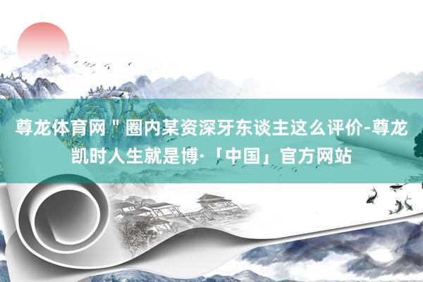 尊龙体育网＂圈内某资深牙东谈主这么评价-尊龙凯时人生就是博·「中国」官方网站