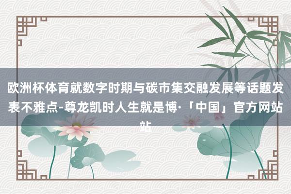 欧洲杯体育就数字时期与碳市集交融发展等话题发表不雅点-尊龙凯时人生就是博·「中国」官方网站