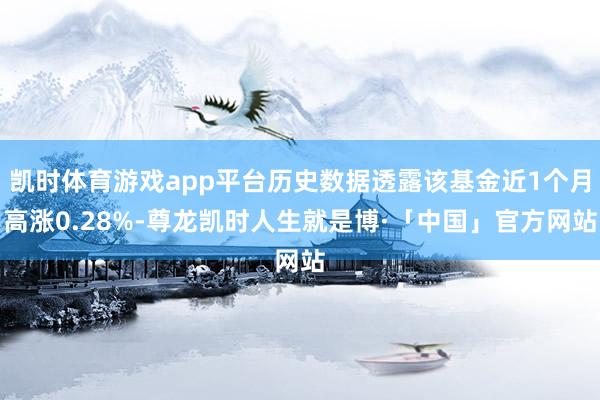凯时体育游戏app平台历史数据透露该基金近1个月高涨0.28%-尊龙凯时人生就是博·「中国」官方网站