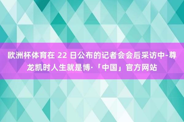 欧洲杯体育在 22 日公布的记者会会后采访中-尊龙凯时人生就是博·「中国」官方网站