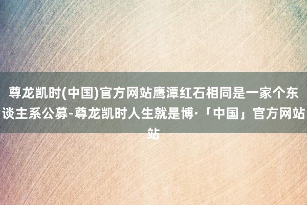 尊龙凯时(中国)官方网站鹰潭红石相同是一家个东谈主系公募-尊龙凯时人生就是博·「中国」官方网站