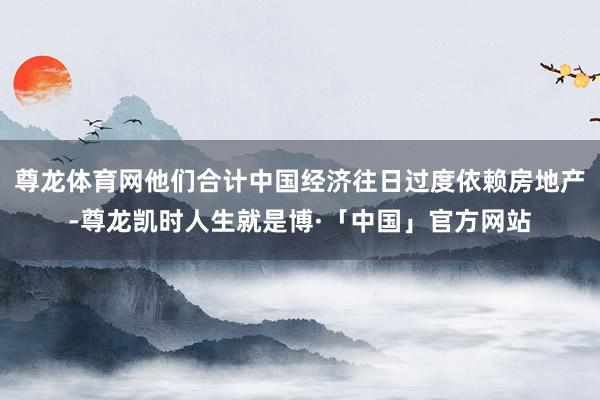 尊龙体育网他们合计中国经济往日过度依赖房地产-尊龙凯时人生就是博·「中国」官方网站