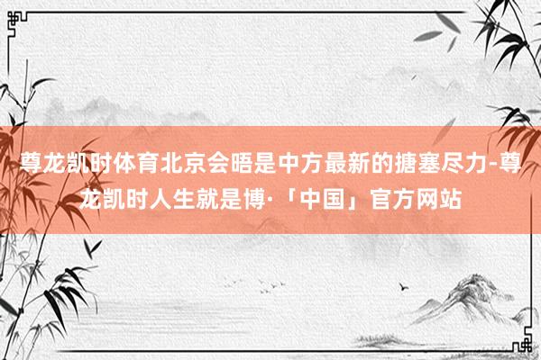 尊龙凯时体育北京会晤是中方最新的搪塞尽力-尊龙凯时人生就是博·「中国」官方网站