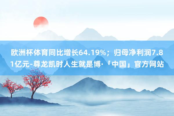 欧洲杯体育同比增长64.19%；归母净利润7.81亿元-尊龙凯时人生就是博·「中国」官方网站